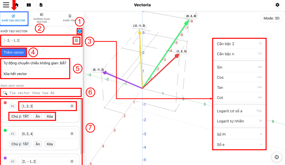 Chức năng khởi tạo vector