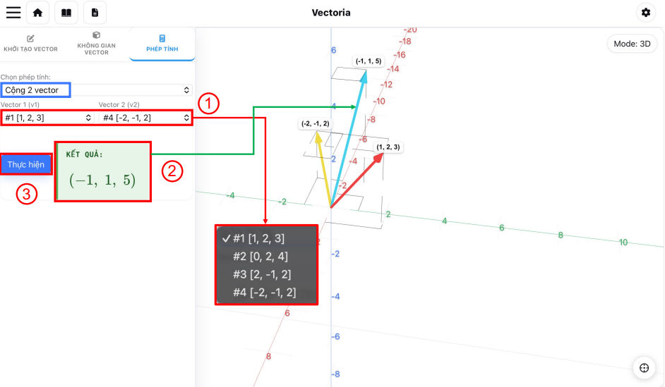 Thực hiện Phép cộng 2 vector